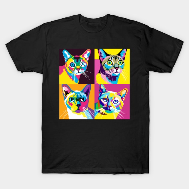 Singapura Cat Pop Art - Cat Lover Gift T-Shirt by PawPopArt